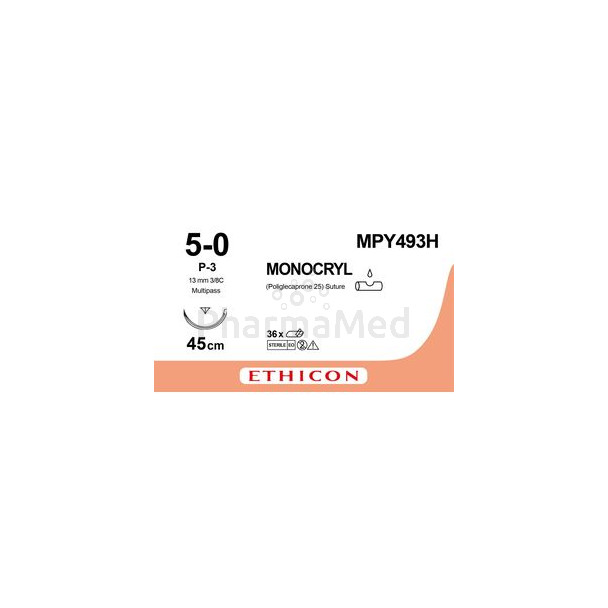 MONOCRYL+ 5/0 MPY493H P-3 Prime 45cm 3/8 - 36fils