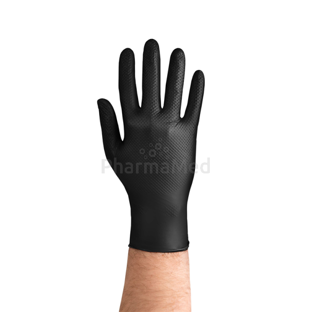Gants nitriles GRIPZZLY texturés diamand noir - Large - 50pc