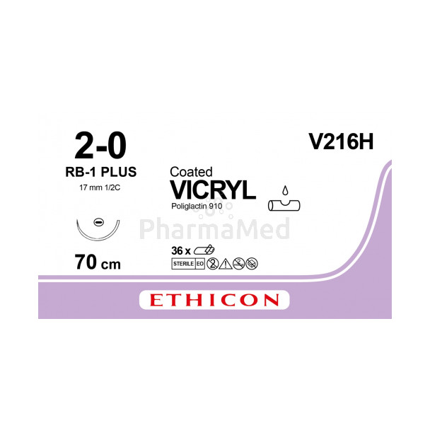 VICRYL 2/0 Coated V216H RB-1 Plus 70cm - 36fils