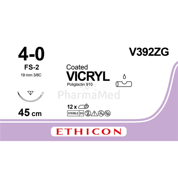 VICRYL 4/0 Coated 45cm USP FS-2 Violet - 12fils