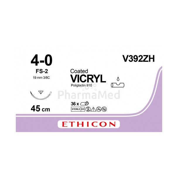 VICRYL 4/0 Coated V392ZH FS-2 45cm - 36draden