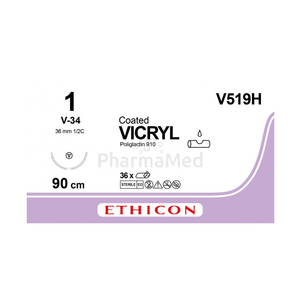 VICRYL 1 Coated V519H V-34 90cm - 36draden