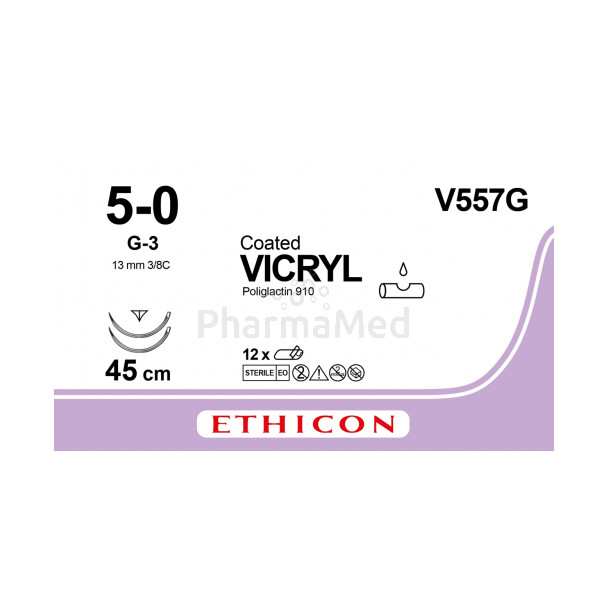 VICRYL 5/0 Coated V557G G-3 45cm - 12fils