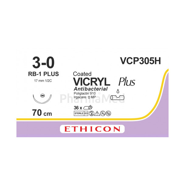 VICRYL PLUS 3/0 VCP305H RB-1 70cm - 36draden