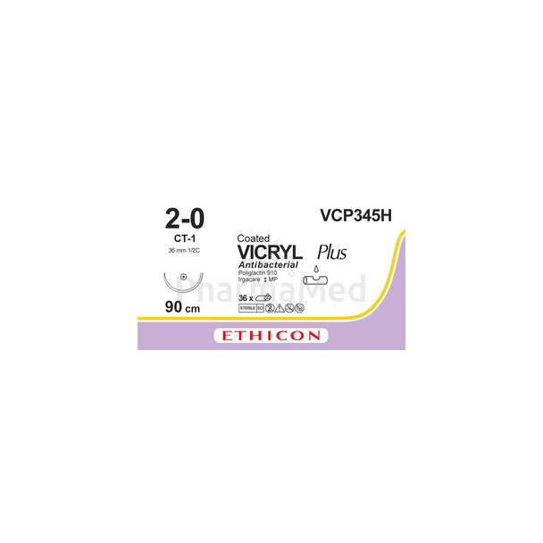 VICRYL+ 90cm violet CT 2/0 VCP345H - 36fils