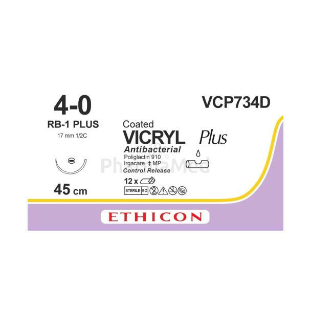 VICRYL PLUS 4/0 VCP734D RB-1 45cm - 12fils