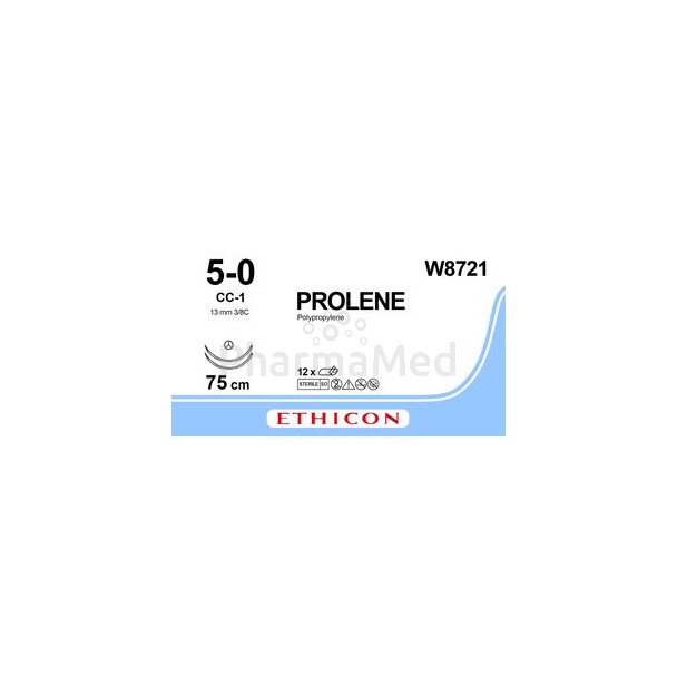 ETHICON PROLENE 5/0 W8721 M1 75cm Bleu - 36fils