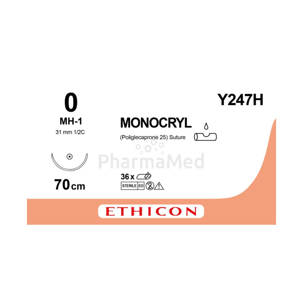 MONOCRYL 0 Y247H MH-1 70cm - 36fils