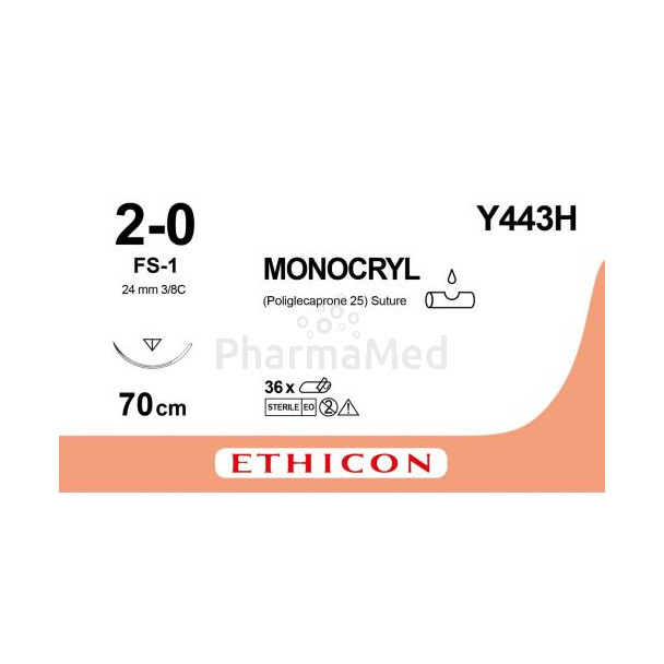 MONOCRYL 2/0 UD Y443H FS-1 70cm M3 - 36fils