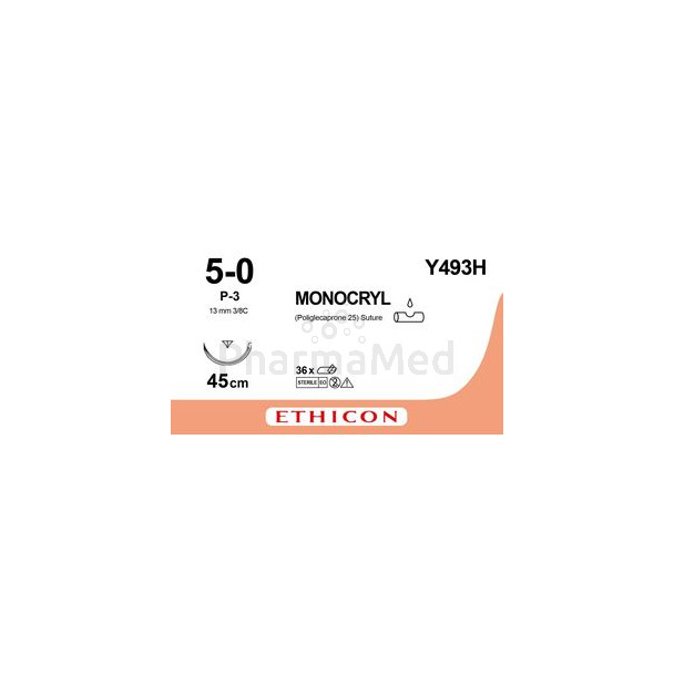 MONOCRYL 5/0 Y493H P-3 Prime 45cm 3/8 - 36fils