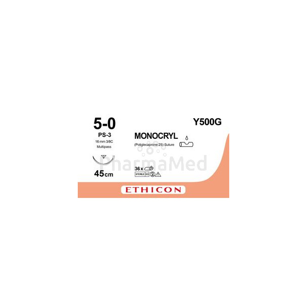 MONOCRYL USP5/0 Y500G PS-3 45cm PS-3 - 12fils