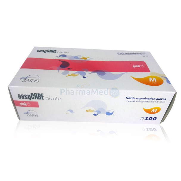 Gants nitrile easyCARE rose MEDIUM s poud/100