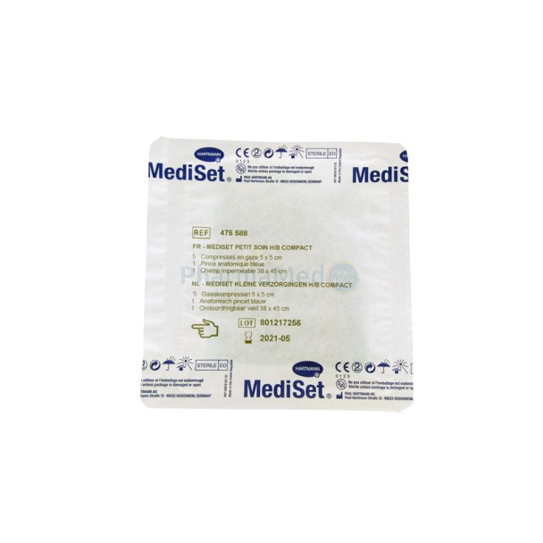 Set à pansement MEDISET COMPACT - H/B - 5 compresses / 1 pince / 1 champ