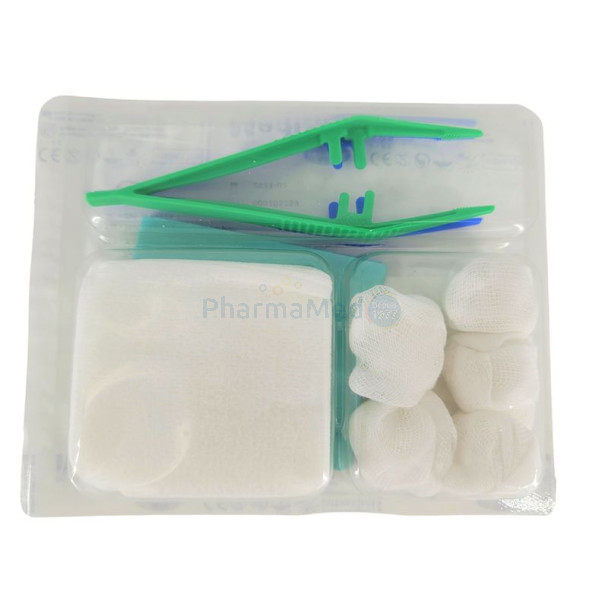 Set à pansement MEDISET COMPACT - 24 - 5 tampons /  5 compresses / 2 pinces / 1 champ