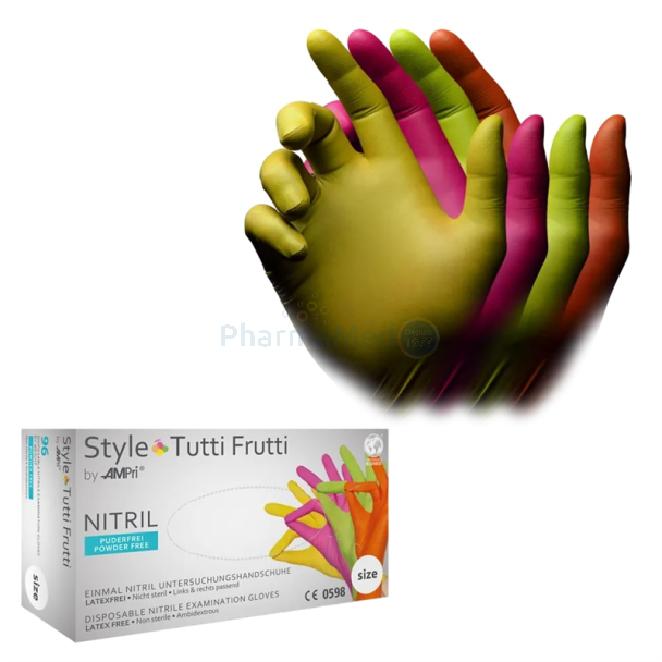 Veelkleurige nitrilhandschoenen Tutti-Frutti - 100st - X-Large