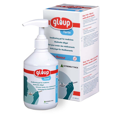 Gloup Forte gel om medicijnen door te slikken - Vanille + pomp - 500ml