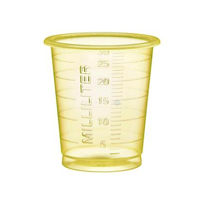 Medicatiecup 30ml hoog/smal - Geel - 60x80st