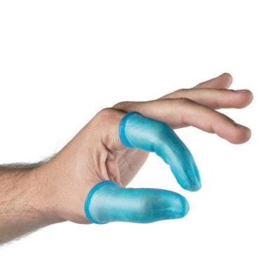 Doigtiers en caoutchouc bleu - 50pcs