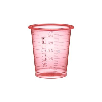 Medicatiecup 30ml hoog/smal - Rood - 60x80st