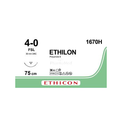 ETHILON 4/0 1670H USPFSL 75cm Bleu - 36fils