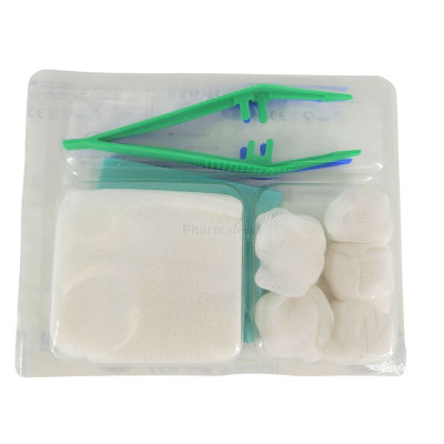 Set à pansement MEDISET COMPACT - 24 - 5 tampons / 5 compresses / 2 pinces / 1 champ