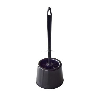 Brosse wc + support - modèle rond - Noir - 1pc