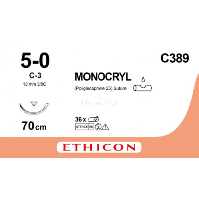 MONOCRYL 5/0 C389 C-3 70cm - 36draden