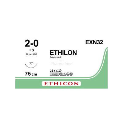 ETHILON 2/0 EXN32 FS-1 75cm Bleu - 36fils