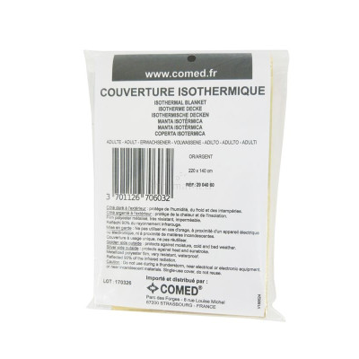 Couverture de survie isothermique - 220x140cm- 1pc