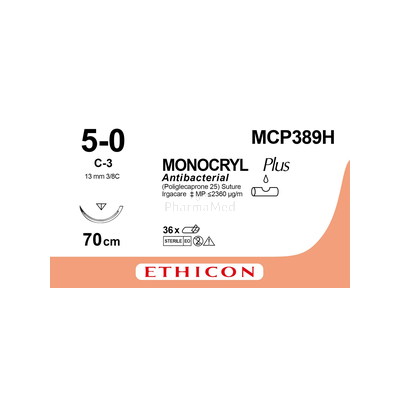 MONOCRYL PLUS 5/0 MCP389H C-3 13mm 70cm - 36 draaden