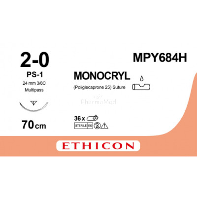 MONOCRYL 2/0 MPY684H PS-1 70cm - 36fils