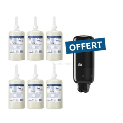 Pack : 6x1L gel hydro./savon + 1 dist. TORK offert - Pack 2 TORK 6 x 1L savon + dis noir