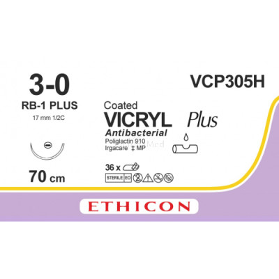 VICRYL PLUS 3/0 VCP305H RB-1 70cm - 36fils
