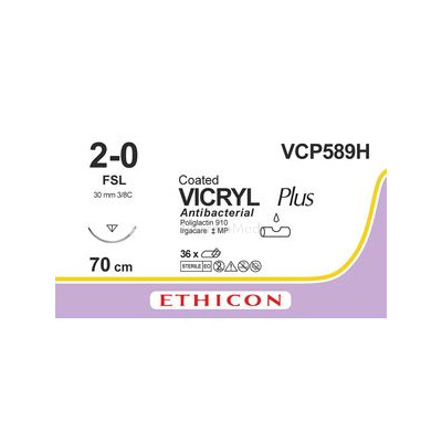 VICRYL PLUS 2/0 VCP589H FSL 30mm 70cm - 36draden