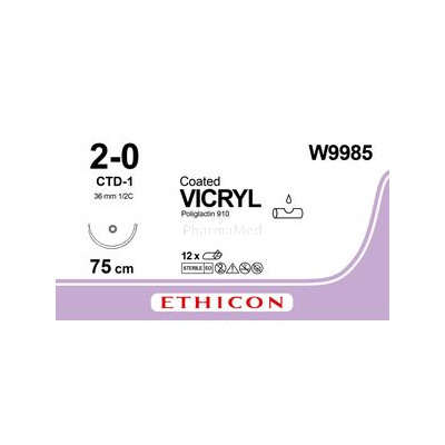 VICRYL 2/0 W9985 CT BRD VIO 75cm M3 - 12fils