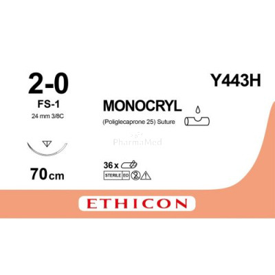 MONOCRYL 2/0 UD Y443H FS-1 70cm M3 - 36fils
