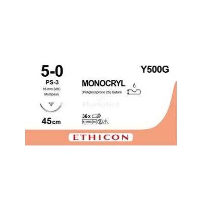 MONOCRYL USP5/0 Y500G PS-3 45cm PS-3 - 12fils